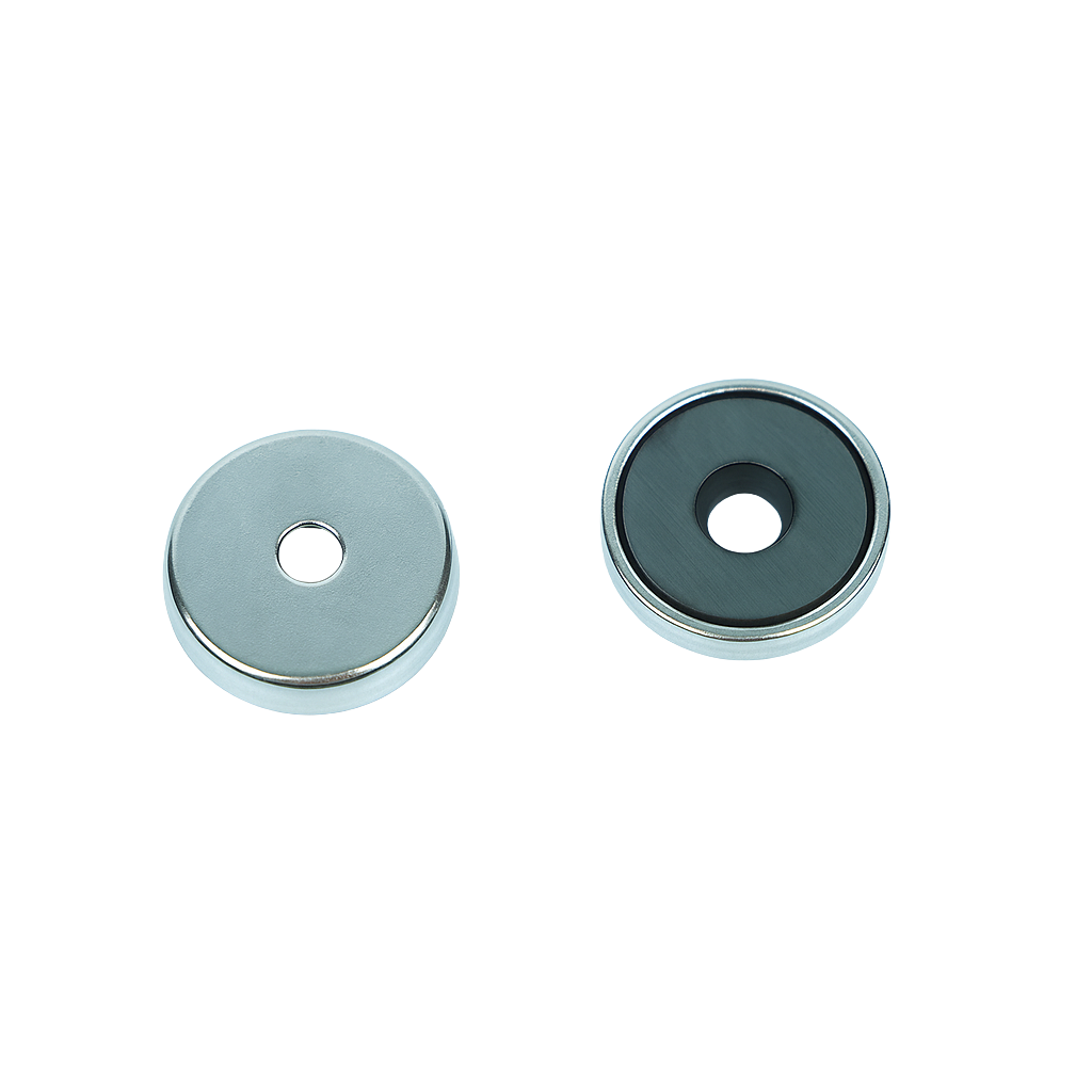 Ferrite Shallow Pots with Countersunk Hole , Ø25x7mm Magnet , Eclipse Magnetics Ltd
