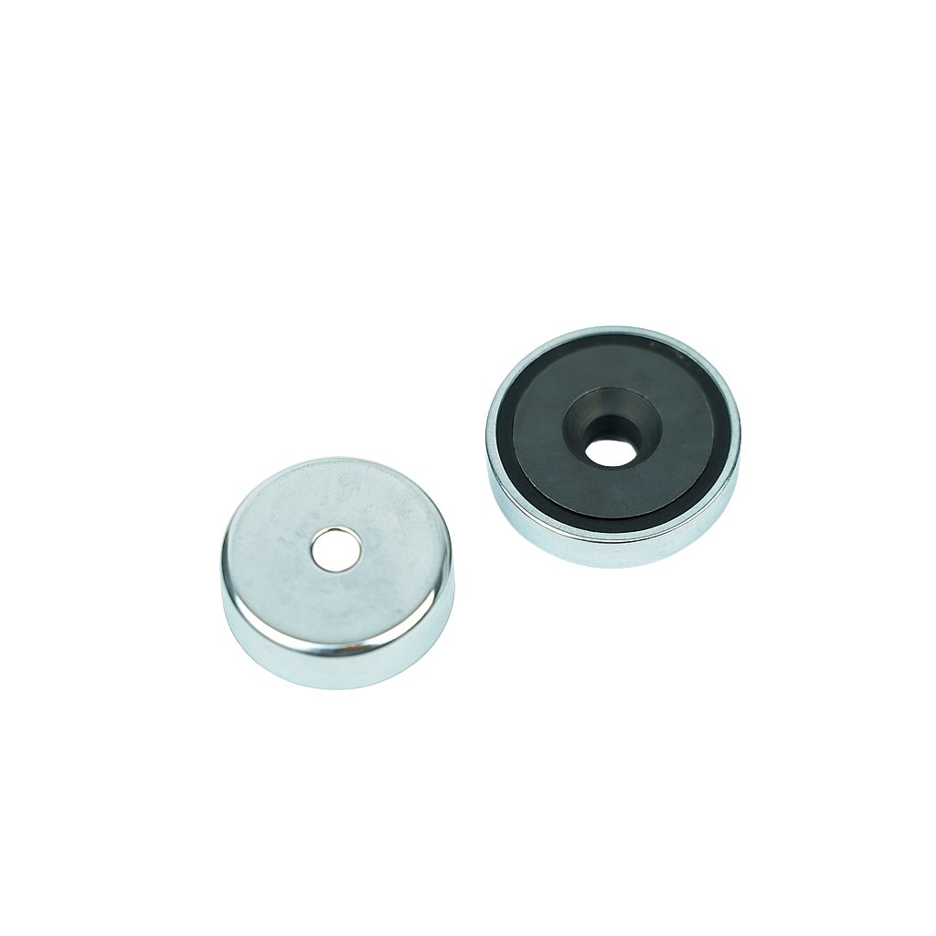 Ferrite Shallow Pots with Countersunk Hole , Ø20x6mm Magnet , Eclipse Magnetics Ltd