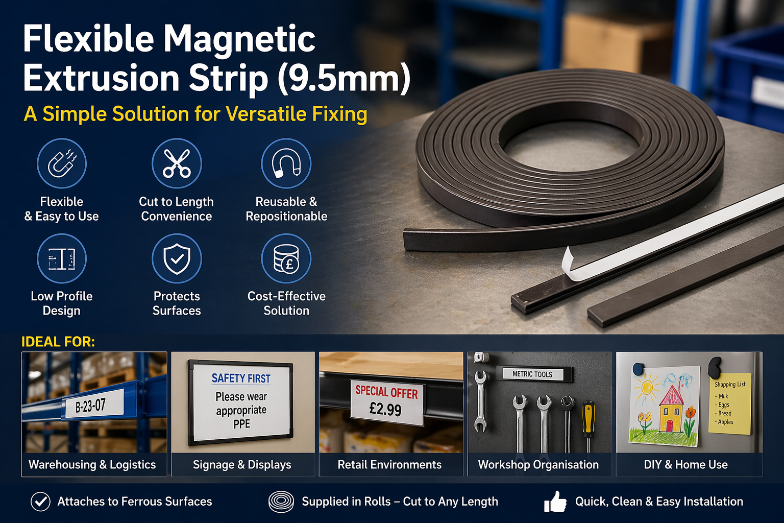 Flexible Magnetic Extrusion Strip (9.5mm): A Simple Solution for Versatile Fixing