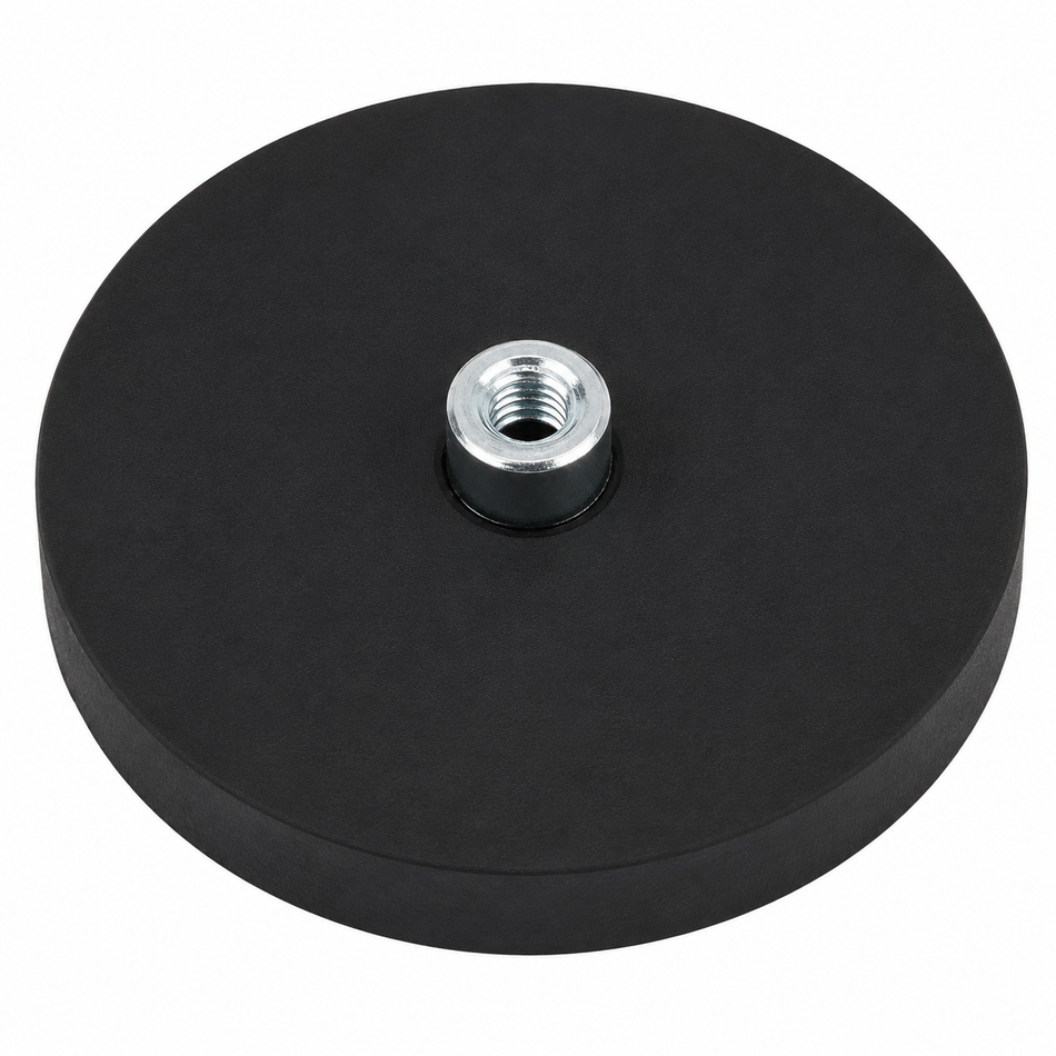 88mm Rubber Coated Pot Magnet with M8 Threaded Bush – 42kg Pull Force , , Eclipse Magnetics