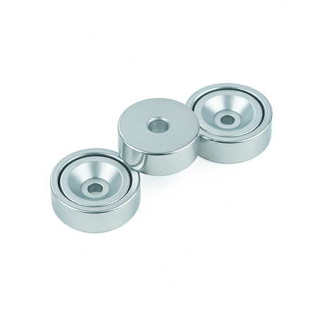 Neodymium Shallow Pot Magnets with Countersunk Hole , 20mm Magnet , Eclipse Magnetics Ltd