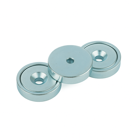 Neodymium Shallow Pot Magnets with Countersunk Hole , 40mm Magnet , Eclipse Magnetics Ltd