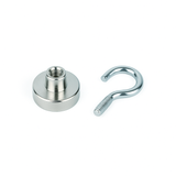 Neodymium Shallow Pot Magnets With Hook , 13mm Magnet , Eclipse Magnetics Ltd