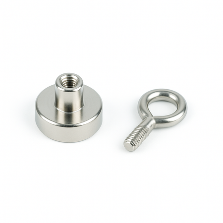 Neodymium Shallow Pot Magnets with Eyelet , 20mm Magnet , Eclipse Magnetics Ltd