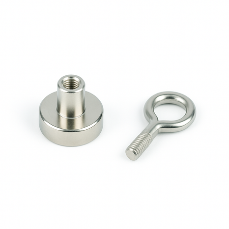 Neodymium Shallow Pot Magnets with Eyelet , 25mm Magnet , Eclipse Magnetics Ltd