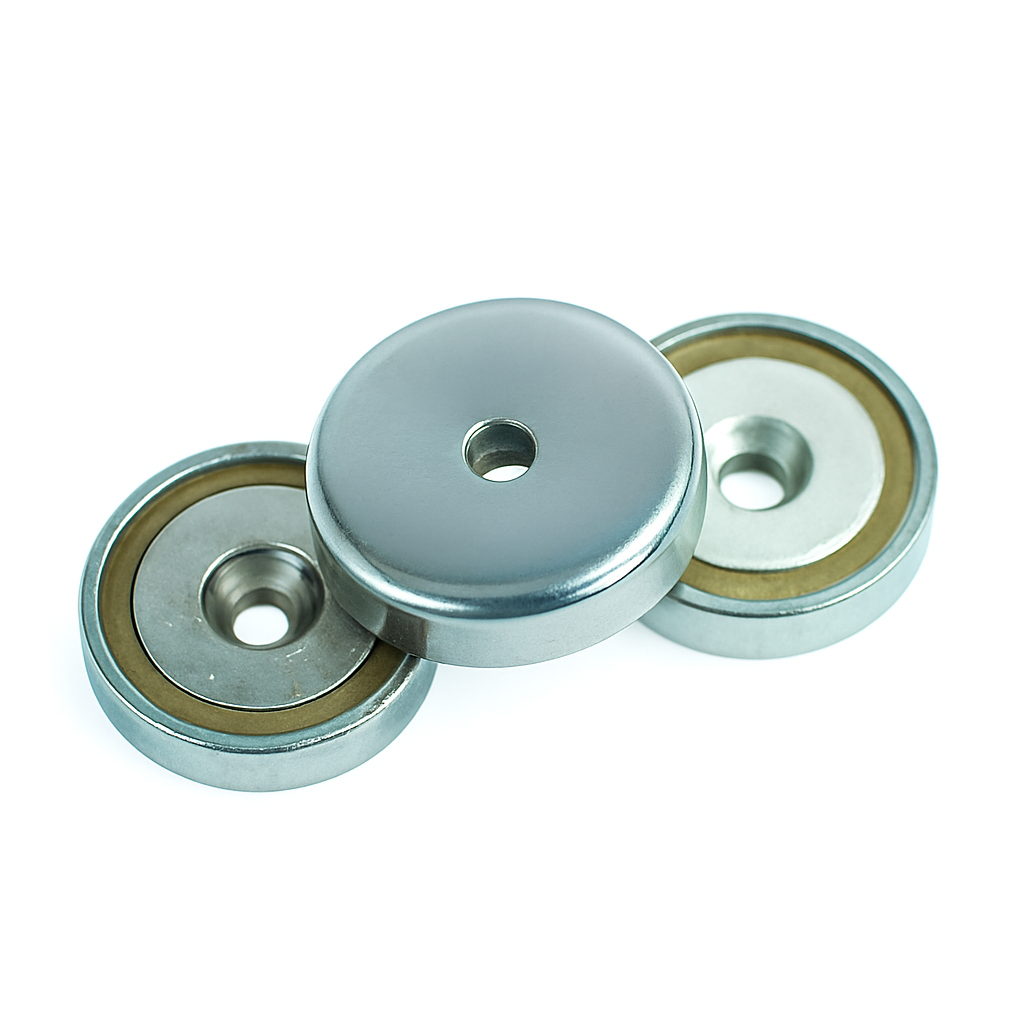 Neodymium Shallow Pot Magnets with Counterbore , 42mm Magnet , Eclipse Magnetics Ltd