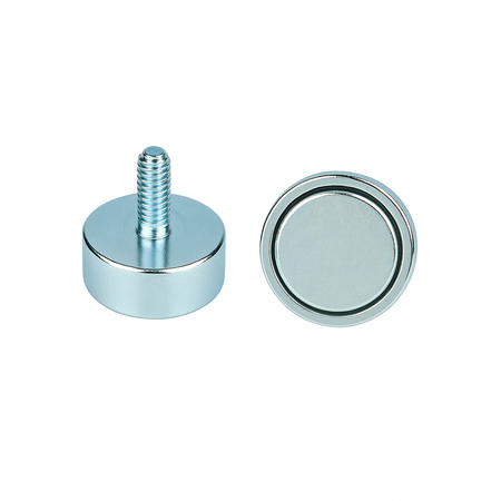 Neodymium Shallow Pot Magnets with External Thread , 13mm Magnet , Eclipse Magnetics Ltd