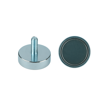 Neodymium Shallow Pot Magnets with External Thread , 16mm Magnet , Eclipse Magnetics Ltd