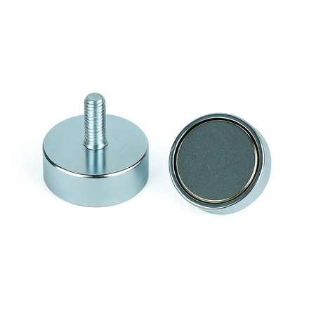 Neodymium Shallow Pot Magnets with External Thread , 25mm Magnet , Eclipse Magnetics Ltd