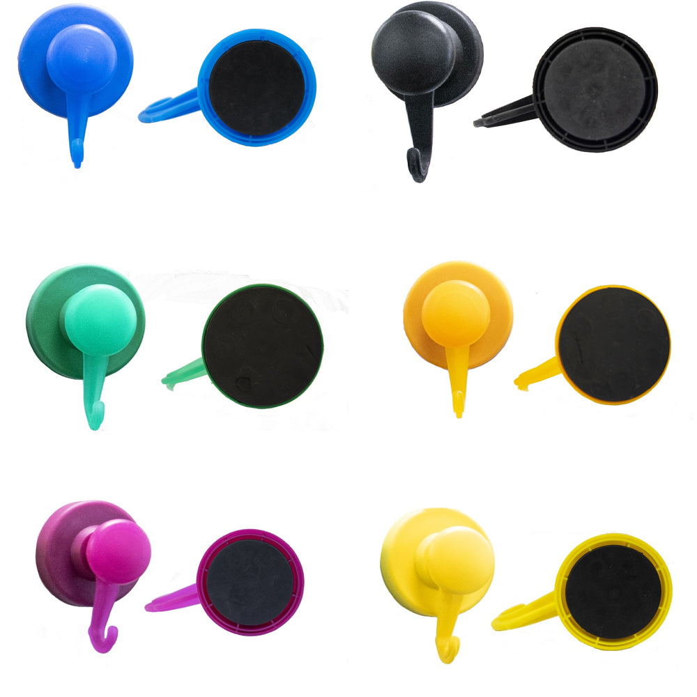 Neodymium NdFeB Pot Magnet Diameter 53mm with Hook – Colour Options - Blue, Black, Green, Orange, Purple, Yellow , Neodymium Pot , Eclipse Magnetics Ltd