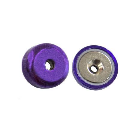 Neodymium Countersunk Pot Magnet – NdFeB Shallow Mount for Screw Fixing, Available in Various Colours and Sizes , Purple Neodymium Pot , Eclipse Magnetics Ltd