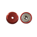 Neodymium Countersunk Pot Magnet – NdFeB Shallow Mount for Screw Fixing, Available in Various Colours and Sizes , Red Neodymium Pot , Eclipse Magnetics Ltd