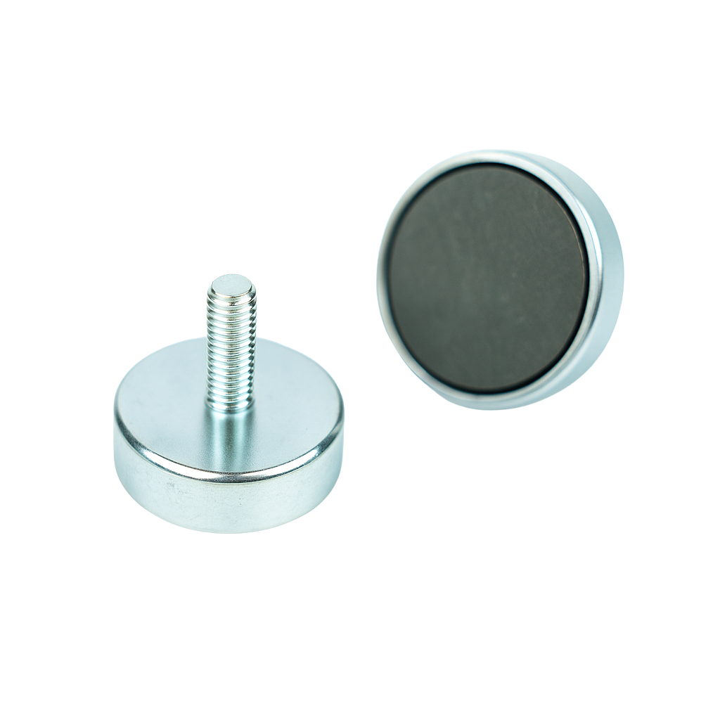 Ferrite Shallow Pot Magnets – Male Thread Mounting Magnets , Ø22x7mm Magnet , Eclipse Magnetics Ltd