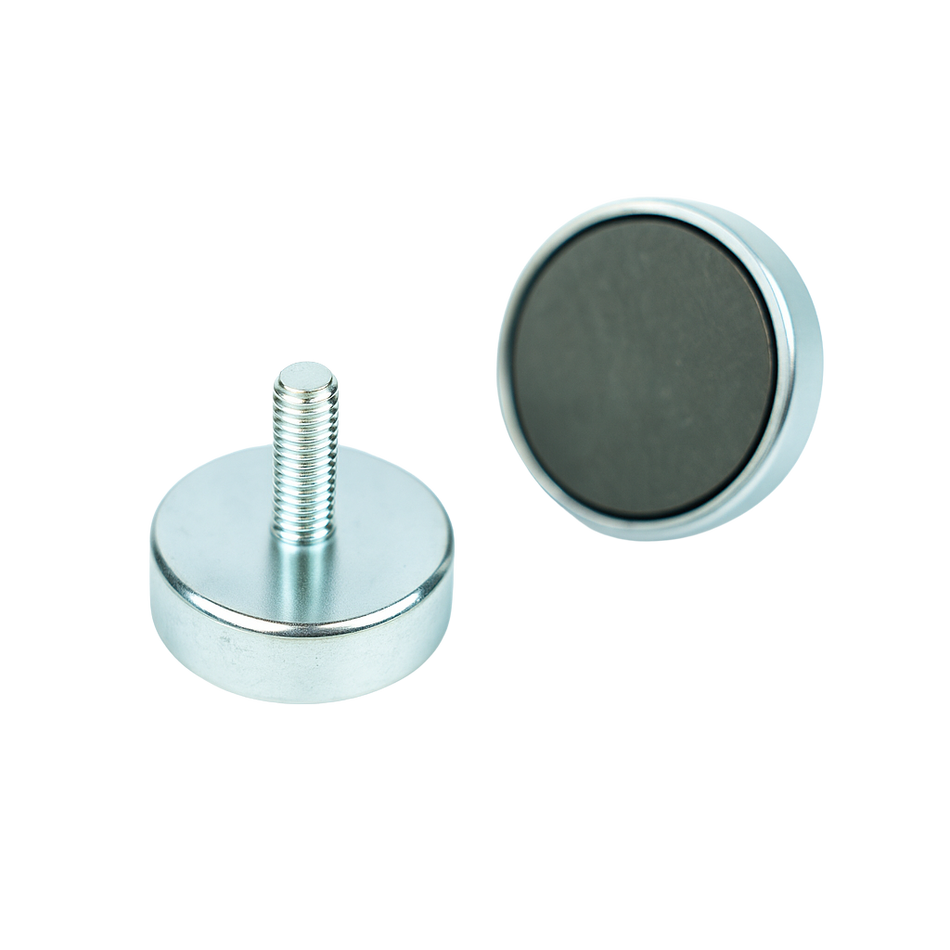 Ferrite Shallow Pot Magnets – Male Thread Mounting Magnets , Ø22x7mm Magnet , Eclipse Magnetics Ltd