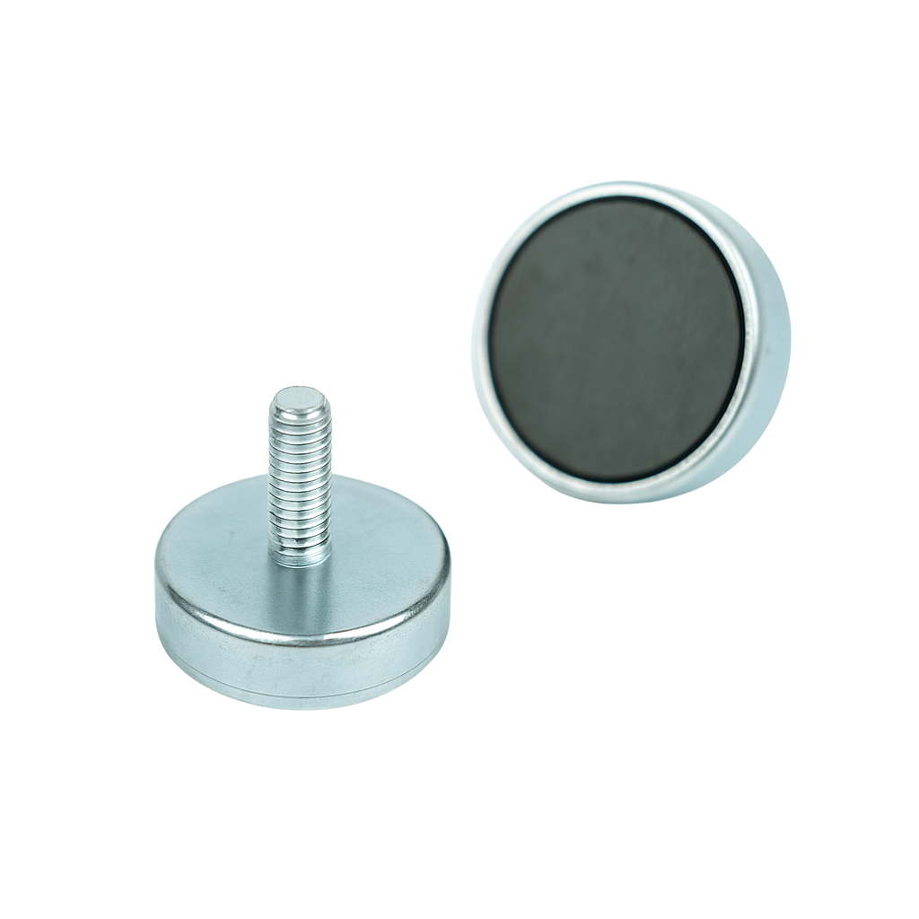 Ferrite Shallow Pot Magnets – Male Thread Mounting Magnets , Ø32x7mm Magnet , Eclipse Magnetics Ltd