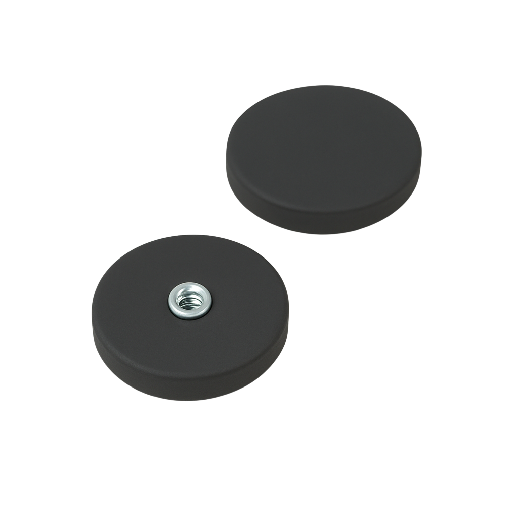 Rubber Coated Neodymium Pot Magnets – Screwed Bush Mounting , Ø43x6mm Magnet , Eclipse Magnetics Ltd