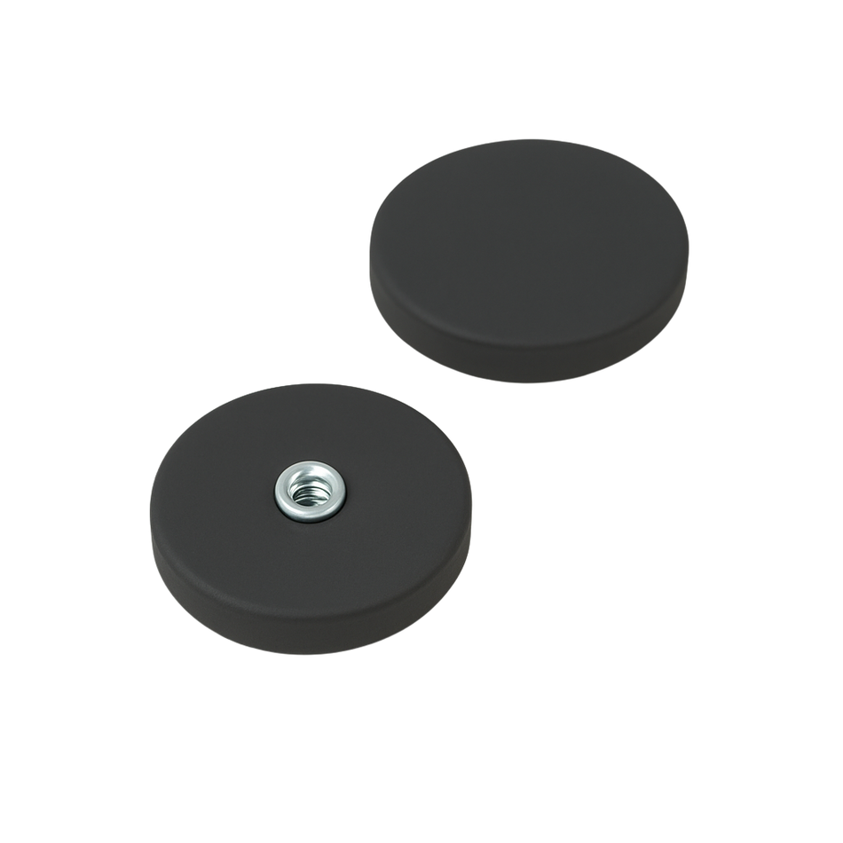 Rubber Coated Neodymium Pot Magnets – Screwed Bush Mounting , Ø43x6mm Magnet , Eclipse Magnetics Ltd