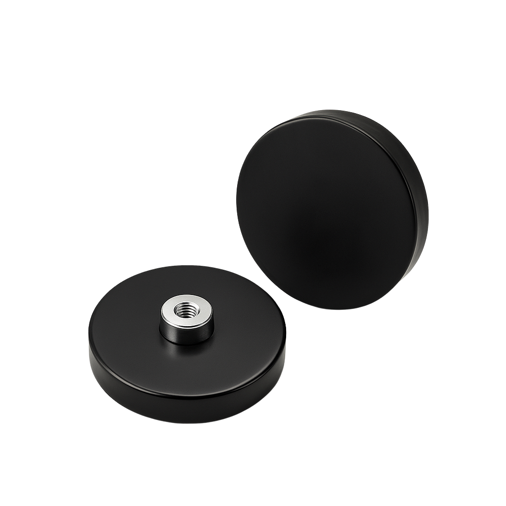 Rubber Coated Neodymium Pot Magnets – Screwed Bush Mounting , Ø66x8.5mm Magnet , Eclipse Magnetics Ltd