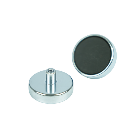 Ferrite Shallow Pot Magnets – Threaded Hole Mounting Magnets , Ø36x8mm Magnet , Eclipse Magnetics Ltd