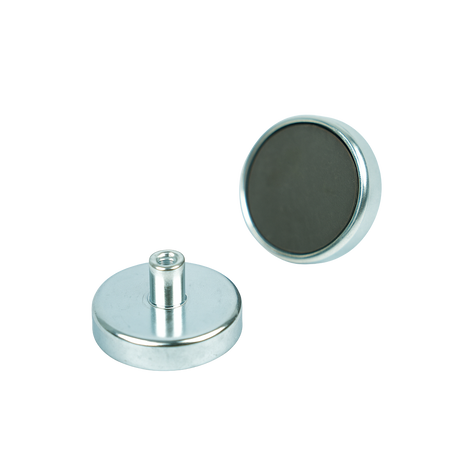 Ferrite Shallow Pot Magnets – Threaded Hole Mounting Magnets , Ø40x8mm Magnet , Eclipse Magnetics Ltd