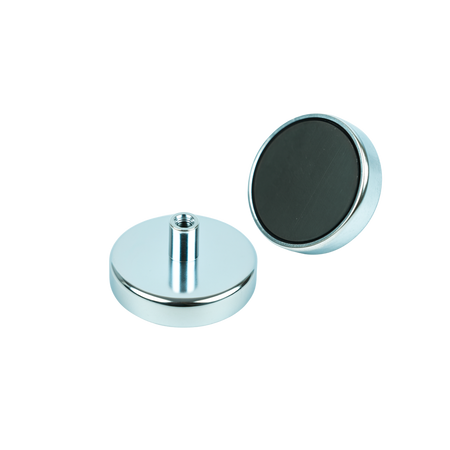 Ferrite Shallow Pot Magnets – Threaded Hole Mounting Magnets , Ø47x9mm Magnet , Eclipse Magnetics Ltd