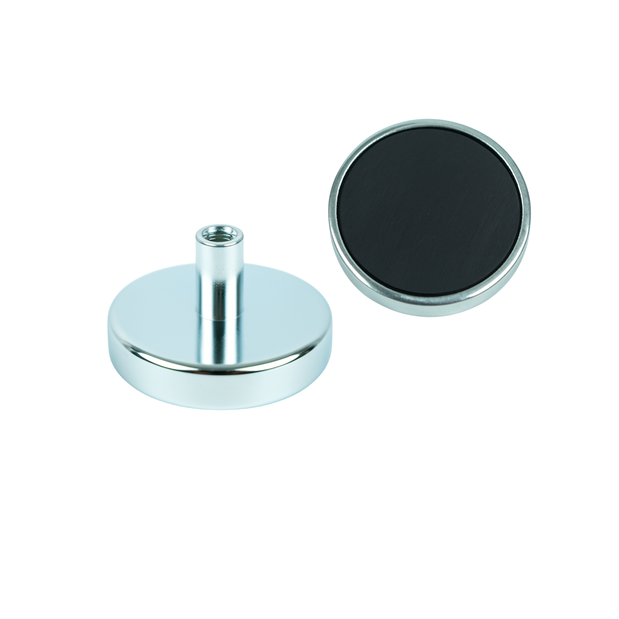 Ferrite Shallow Pot Magnets – Threaded Hole Mounting Magnets , Ø50x10mm Magnet , Eclipse Magnetics Ltd