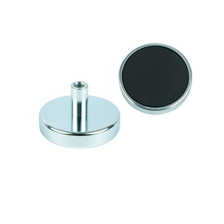 Ferrite Shallow Pot Magnets – Threaded Hole Mounting Magnets , Ø50x10mm Magnet , Eclipse Magnetics Ltd