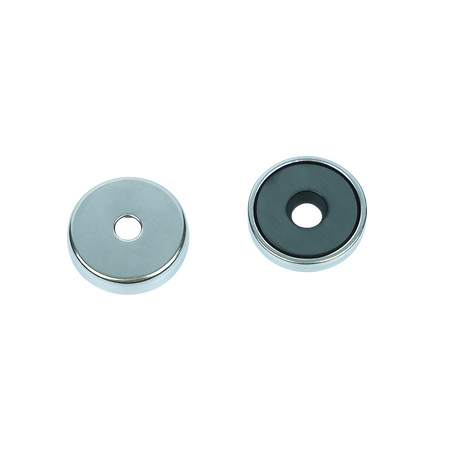 Ferrite Shallow Pot Magnets – Countersunk Hole Mounting Magnets , Ø25x7mm Magnet , Eclipse Magnetics Ltd