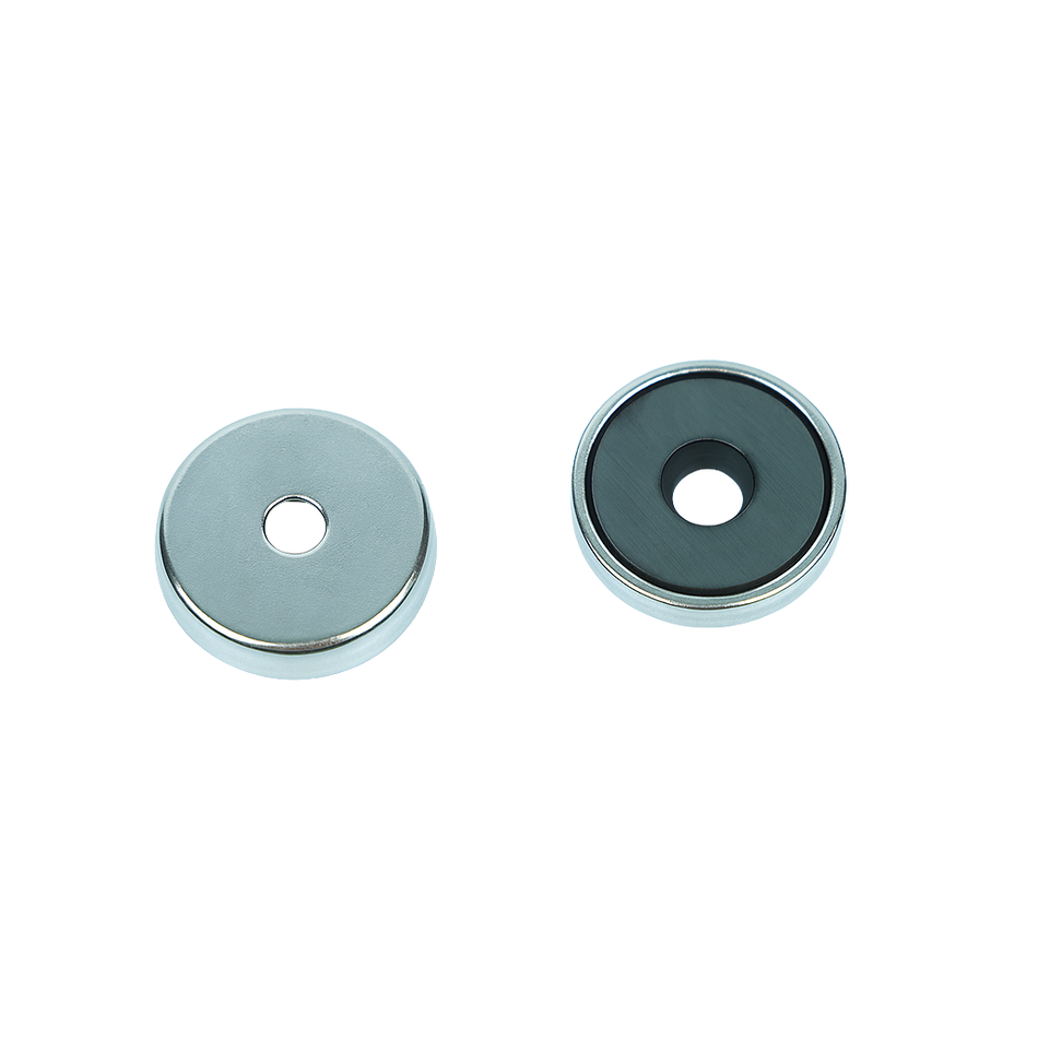 Ferrite Shallow Pot Magnets – Countersunk Hole Mounting Magnets , Ø25x7mm Magnet , Eclipse Magnetics Ltd