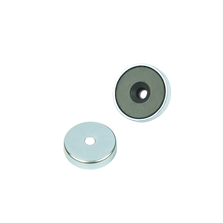 Ferrite Shallow Pot Magnets – Countersunk Hole Mounting Magnets , Ø32x7mm Magnet , Eclipse Magnetics Ltd