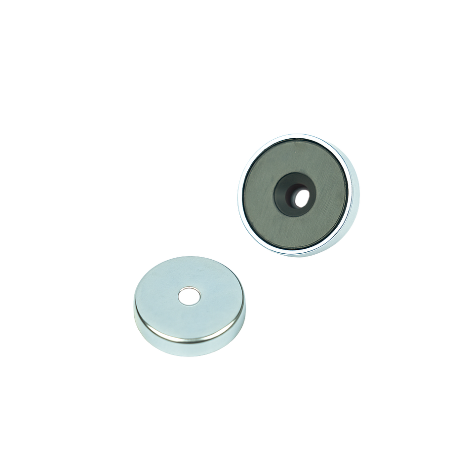 Ferrite Shallow Pot Magnets – Countersunk Hole Mounting Magnets , Ø32x7mm Magnet , Eclipse Magnetics Ltd