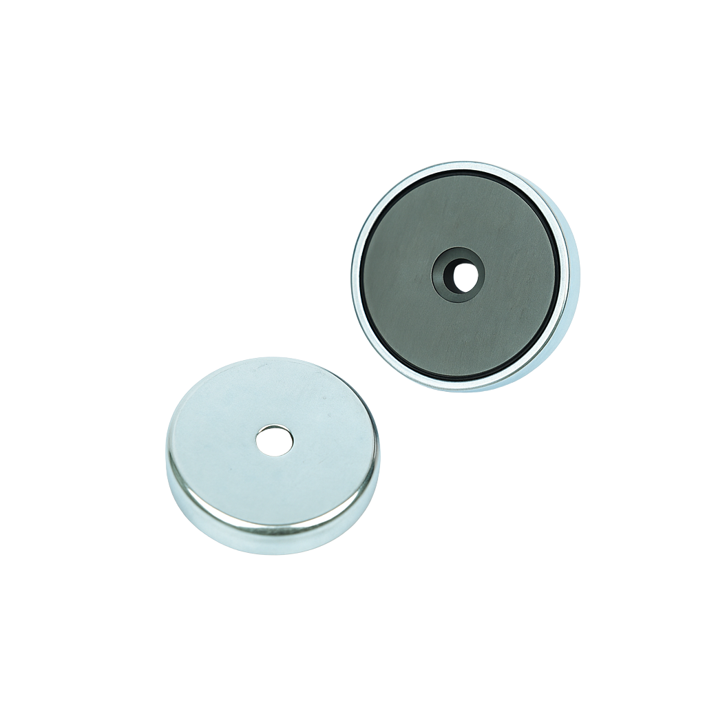 Ferrite Shallow Pot Magnets – Countersunk Hole Mounting Magnets , Ø40x8mm Magnet , Eclipse Magnetics Ltd