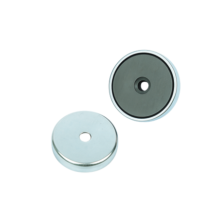 Ferrite Shallow Pot Magnets – Countersunk Hole Mounting Magnets , Ø40x8mm Magnet , Eclipse Magnetics Ltd