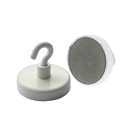 Ferrite Hook Magnets – White Painted Hanging Magnets , Ø36x34mm Ferrite Pot , Eclipse Magnetics Ltd