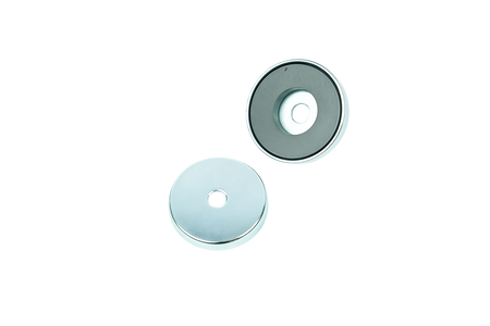 Ferrite Shallow Pot Magnets – Mounting Hole Holding Magnets , Ø50x10mm Magnet , Eclipse Magnetics Ltd