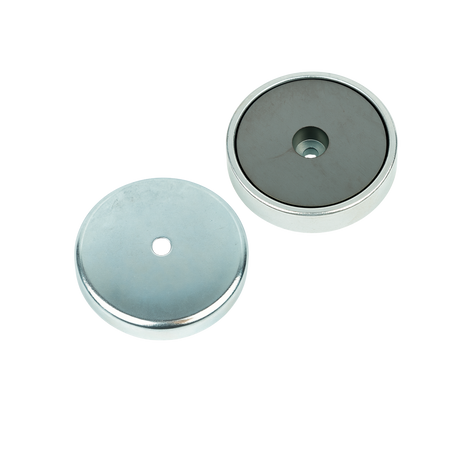 Ferrite Shallow Pot Magnets – Mounting Hole Holding Magnets , Ø80x18mm Magnet , Eclipse Magnetics Ltd