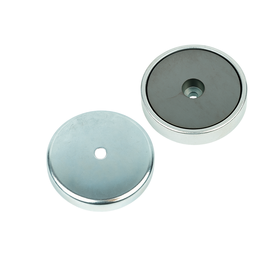 Ferrite Shallow Pot Magnets – Mounting Hole Holding Magnets , Ø80x18mm Magnet , Eclipse Magnetics Ltd
