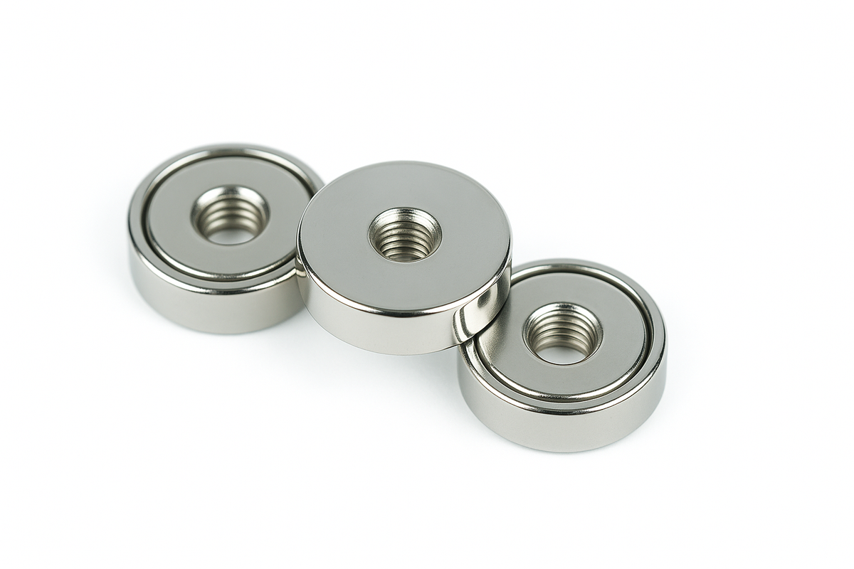 Neodymium Shallow Pot Magnets with Internal Thread , 16mm Magnet , Eclipse Magnetics Ltd