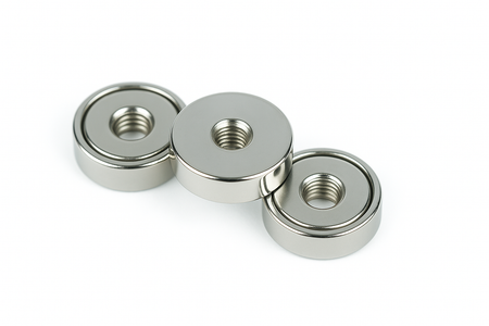 Neodymium Shallow Pot Magnets with Internal Thread , 16mm Magnet , Eclipse Magnetics Ltd