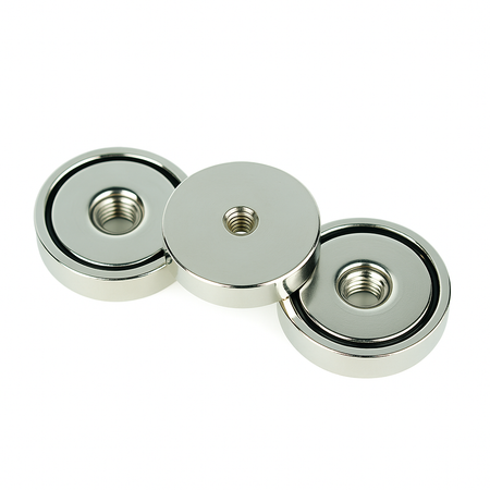 Neodymium Shallow Pot Magnets with Internal Thread , 40mm Magnet , Eclipse Magnetics Ltd