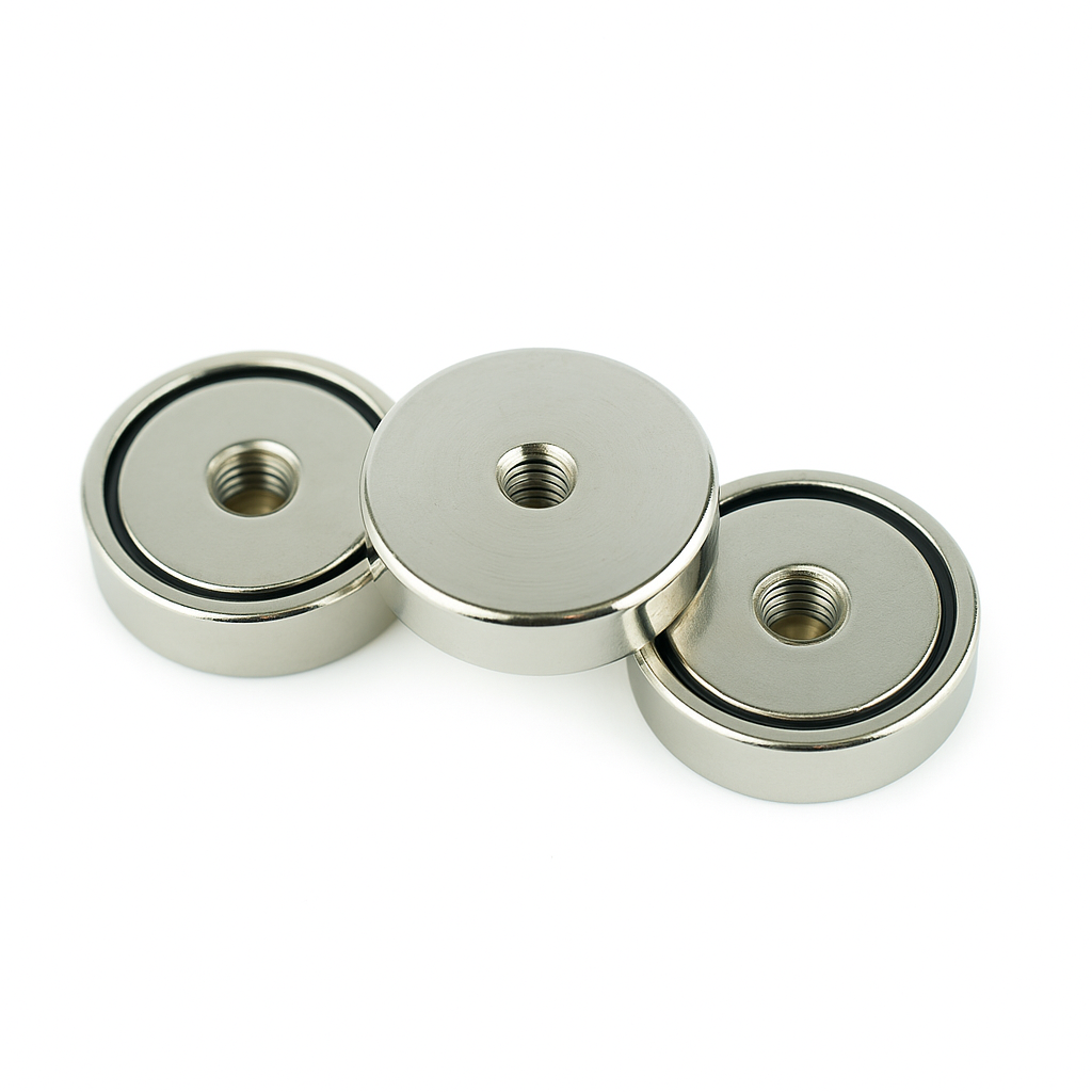 Neodymium Shallow Pot Magnets with Internal Thread , 32mm Magnet , Eclipse Magnetics Ltd