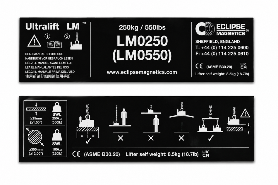 LM0250 Magnetic Lifter Name Plate – LM0250/NP , , Eclipse Magnetics Ltd