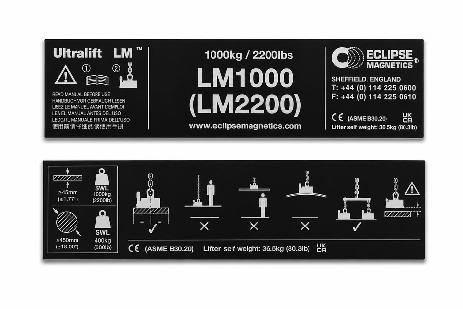 LM1000 Magnetic Lifter Name Plate – LM1000/NP , , Eclipse Magnetics Ltd