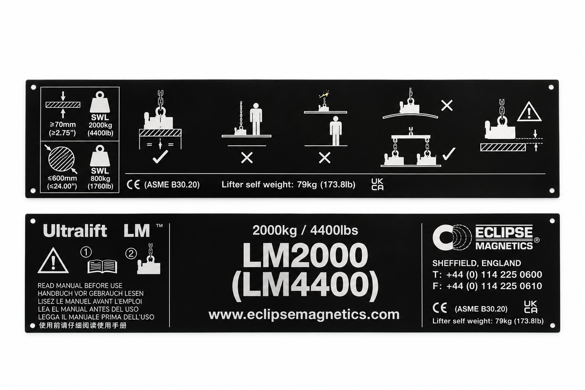 LM2000 Magnetic Lifter Name Plate – LM2000/NP , , Eclipse Magnetics Ltd