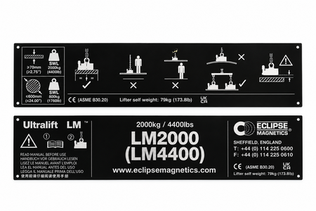 LM2000 Magnetic Lifter Name Plate – LM2000/NP , , Eclipse Magnetics Ltd