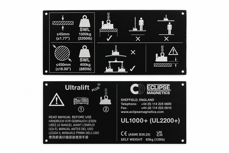 UL0125+ Magnetic Lifter Name Plate & Side Plates – UL1000+/NP , , Eclipse Magnetics Ltd