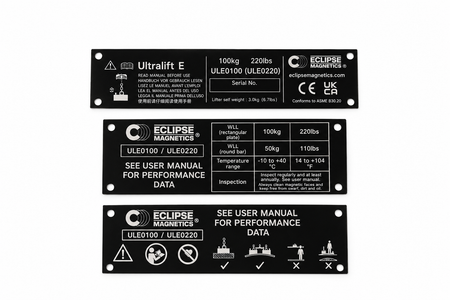 Replacement Name Plate for ULE0100 Magnetic Lifters | ULE0100/NP , , Eclipse Magnetics Ltd